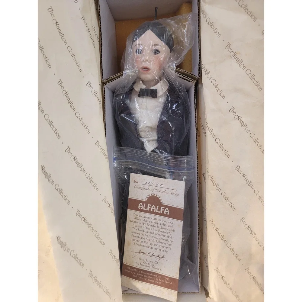 Hamilton Collection Little Rascals ALFALFA Porcelain Doll 1993 COA Box Stand Tag